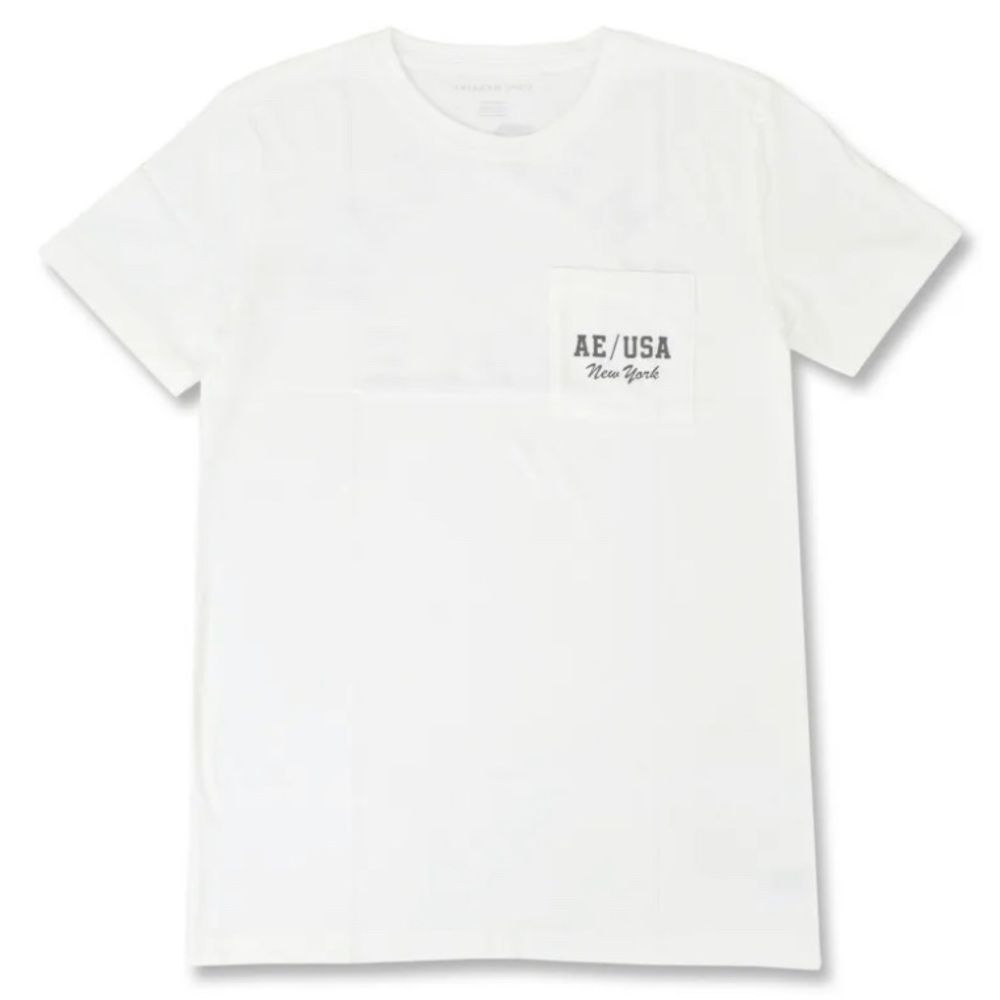 American Eagle Mens White AE
USA New York Pocket Tee T-Shirt,
M Medium l 3587-4